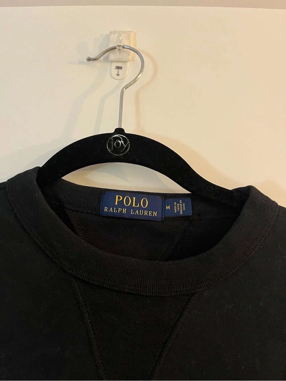 Polo by Ralph Lauren Men's Black Crewneck Sweater with Red Pony